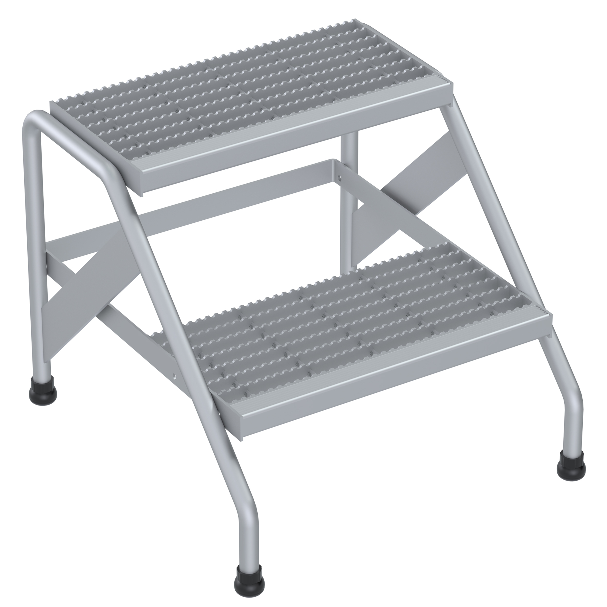 Vestil Aluminum Step Stand - 2-Step, 500-Lb. Capacity, Serrated Surface, Silver, Model# SSA-2